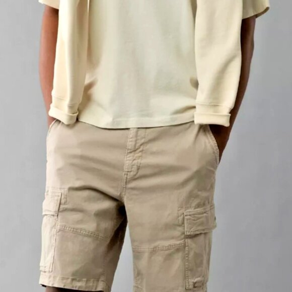 American Eagle 10" inseam Flex Lived In Cargo Short Pants Large 35-38” Taupe NEW - Picture 6 of 7
